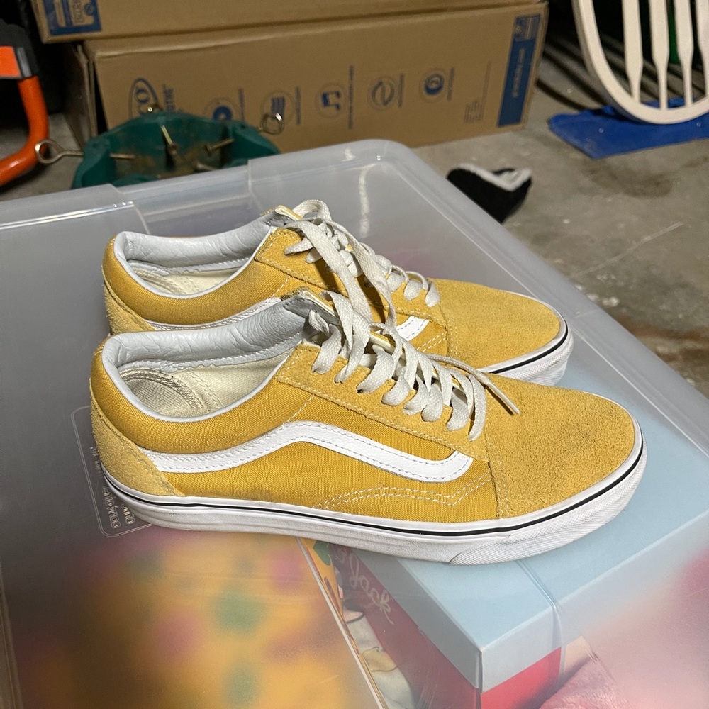 Golden yellow old skool vans